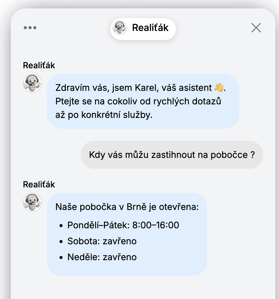 Chatbot odpovídá na dotazy ohledně podnikání