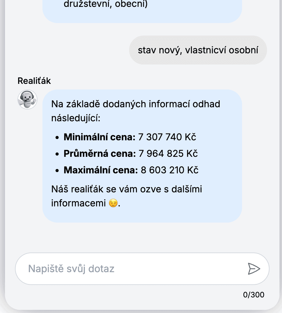 Odhad nemovitosti chatbotem