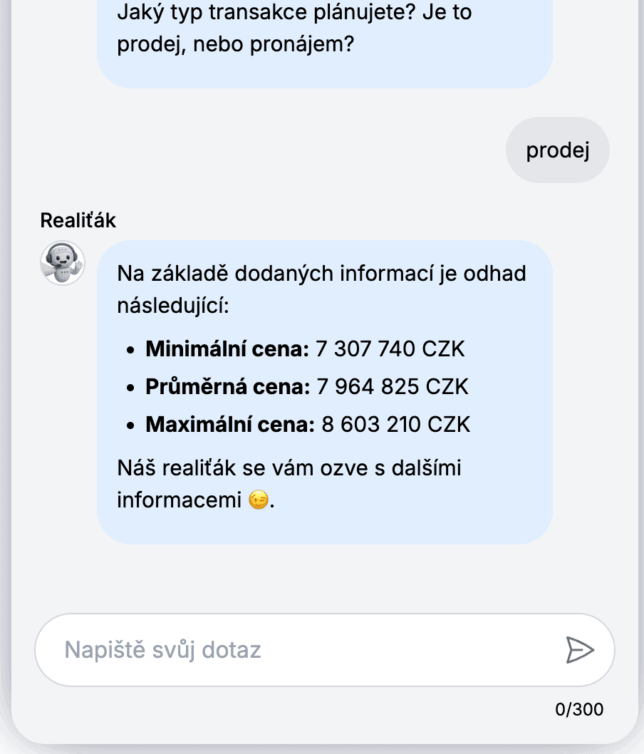 Odhad nemovitosti chatbotem